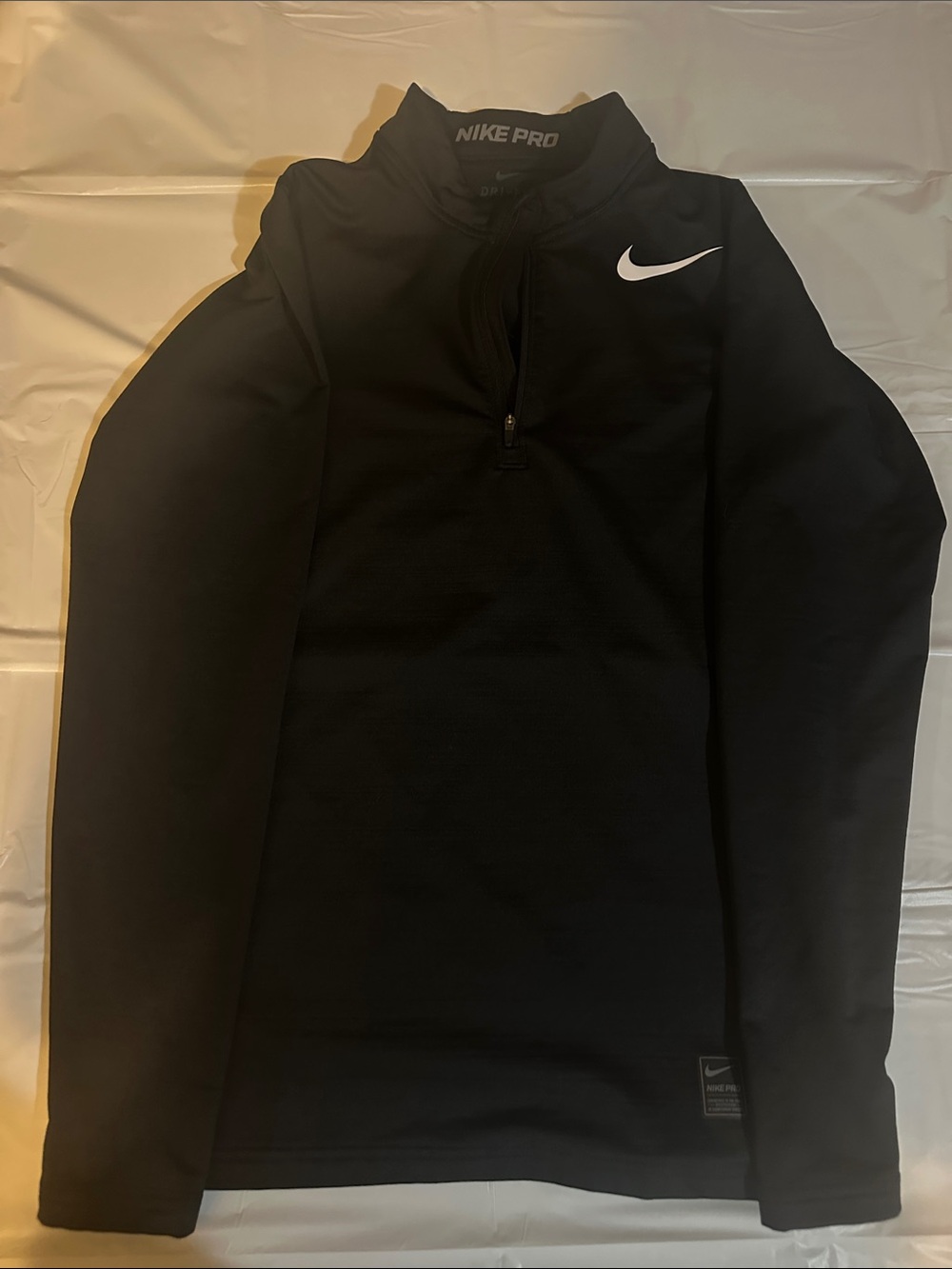 Nike Black Quarter-Zip Training Top with White Swoosh